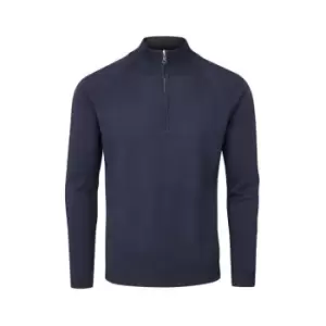 Oscar Jacobson Merino Zip Neck Sweater - Blue