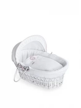 Clair De Lune Over The Moon Pink - White Wicker Basket, Pink