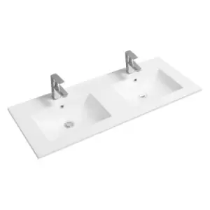 Limoge Thin-edge Ceramic 121Cm Double Inset Basin With Scooped Bowl