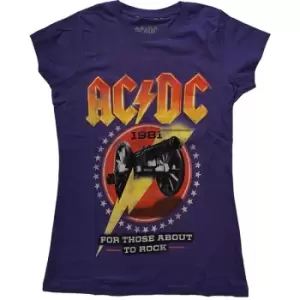 AC/DC - For Those About To Rock '81 Ladies Large T-Shirt - Purple