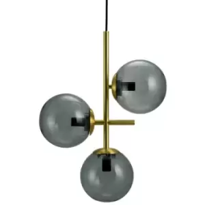 Dyberg Larsen Como Globe Pendant Ceiling Light Smoke, Brass