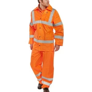 BSeen Hi Vis LWt Suit JktTrs EN ISO 20471 EN 343 Large Orange Ref