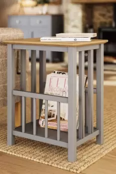 Solid Oak Magazine Rack Table Grey Ready Assembled - Taberno