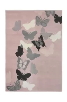 Homemaker Butterfly Short Pile Rug - 160x230cm - Pink