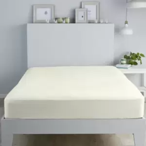 Fusion 100% Brushed Cotton Flannelette Fitted Sheet, Cream, Double