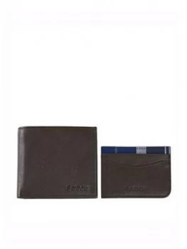 Barbour Leather Wallet And Card Holder Gift Set - Olive
