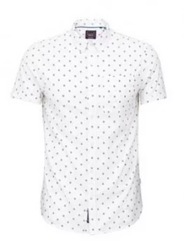 Superdry Classic Seersucker Short Sleeve Shirt, White, Size XS, Men