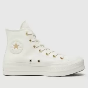 Converse all star lift hi trainers in white & gold