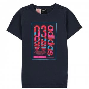 adidas Box 03 QT T Shirt Junior Boys - Navy/Pink/Blue