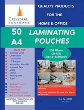 Cathedral (A4) Laminating Pouch 250 Microns (Pack 50)