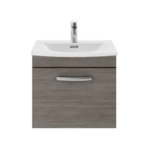 Nuie - Athena Wall Hung 1-Drawer Vanity Unit with Basin-4 500mm Wide - Anthracite Woodgrain