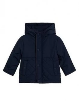 Mango Baby Boys Quilted Hooded Coat - Navy