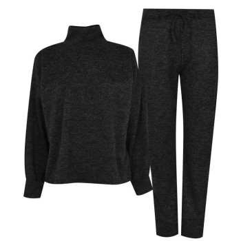 Linea Turtle Neck Loungewear Top and Joggers Co Ord Set - Black