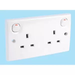 Schneider Electric E25WE 13A 2 Gang Switched Mains Socket