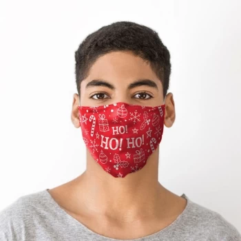 HO HO HO Red Christmas Icons Face Covering - Large