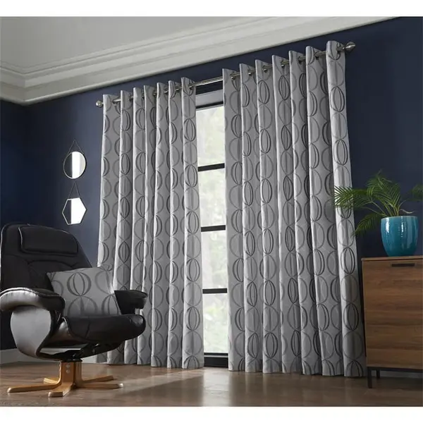 Other Omega Multi Yarn Fully Lined Ring Top Curtains - Silver 46x54 Inch