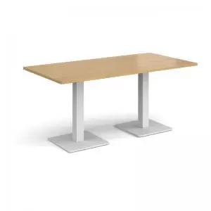 Brescia rectangular dining table with flat square white bases 1600mm x