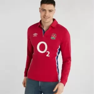 Umbro England Alternate Long Sleeve Classic Rugby Shirt 2021 2022 - Red