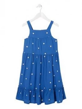 Fat Face Girls Daisy Embroidered Pinafore Dress - Navy, Size 10-11 Years, Women