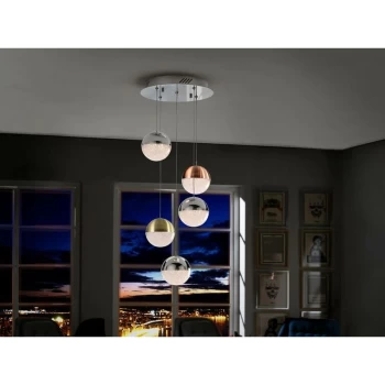 Schuller Sphere - Integrated LED Cluster Drop Ceiling Pendant Chrome, Brass, Copper
