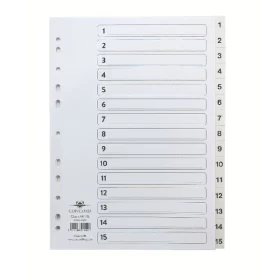 Concord Classic Index 1-15 A4 White Board with Clear Mylar Tabs 01401/CS14