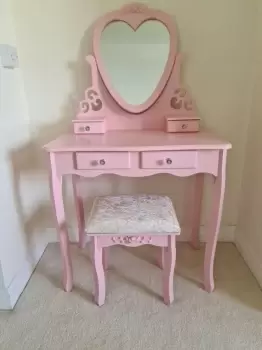 Dressing Table With Mirror Stool Vanity Dresser Vanity Bedroom Pink Love Heart