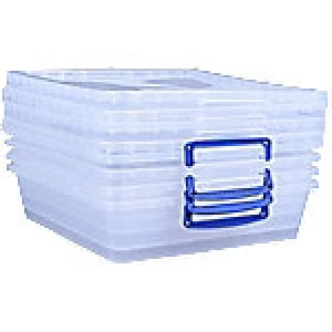 Really Useful Boxes Nestable Box with Lid 10.5CCB-PK3 10.5 L Transparent Plastic 38.3 x 46 x 11.3cm 3 Pieces