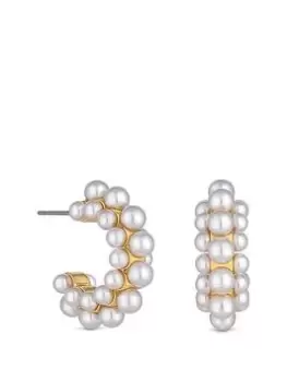 Mood Gold Cream Pearl Cluster Hoop Earrings