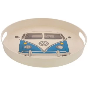Volkswagen VW T1 Camper Bus Blue Bamboo Composite Round Tray