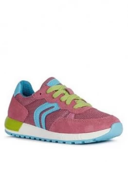 Geox Girls Alben Lace Up Trainer, Fuchsia, Size 11.5 Younger