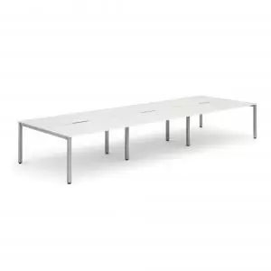 B2B Silver Frame Bench Desk 1400 White 6 Pod