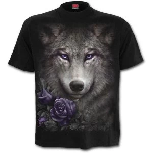 Wolf Roses Womens Medium T-Shirt - Black