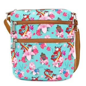 Loungefly Disney Mulan Mushu Floral Crossbody Bag