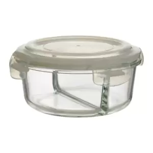 2-Compartment Round Glass Container, 950ml