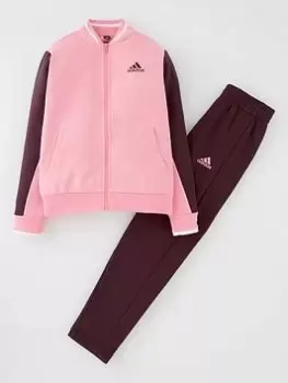 adidas Junior Girls Together Full Zip Tricot Tracksuit - Bright Pink, Size 9-10 Years, Women
