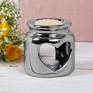 Ceramic Silver Wax Oil Heart Warmer By Lesser & Pavey