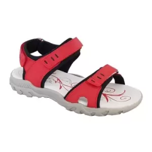 PDQ Womens/Ladies Leather Sports Sandals (6 UK) (Red/Black)
