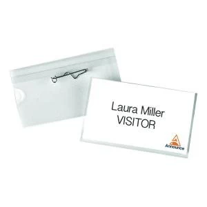 Announce Pin Name Badge 40x75mm Pack of 100 PV00929