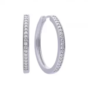 Diamonfire Silver White Zirconia Classical Creole Earrings E5605