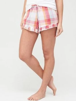 Pour Moi Cotton Check Frill Shorts - Multi, Size 18, Women