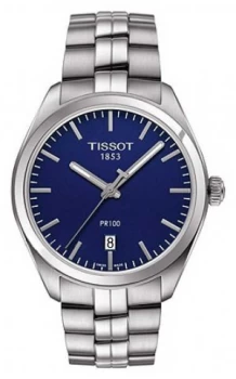 Tissot Mens PR100 Stainless Steel Bracelet Blue Dial Watch