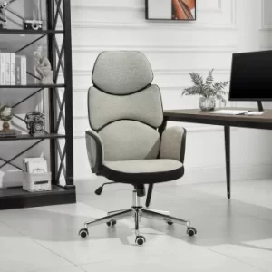 Vinsetto Modern Office Chair Ergonomic Thick Padding High Back Armrests Height Adjustable Rocking w/ 5 Wheels Swivel Home Office Beige Grey