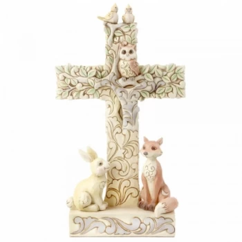 White Woodland Cross Figurine by Jim Shore