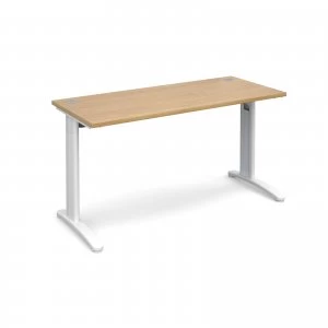 TR10 Straight Desk 1400mm x 600mm - White Frame Oak Top