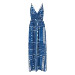 Mela London Navy Scarf Printed Maxi Dress - Blue