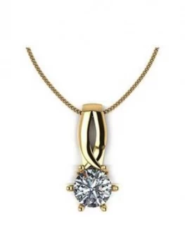Moissanite Lady Lynsey 9ct Gold 1ct Round Brilliant Moissanite Kiss Pendant and Chain, Gold, Women