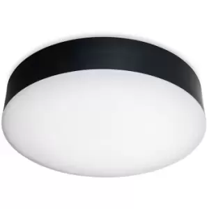 Firstlight Glaze LED Resin Flush Ceiling Fitting Black with White Polycarbonate Diffuser IP65