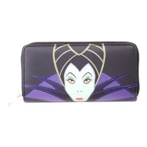 Disney - Maleficent Character Face Unisex Purse Wallet - Black/Purple