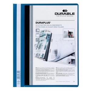 Durable DURAPLUS A4 Quotation PVC Folder with Clear Title Pocket Blue Pack of 25 Folders