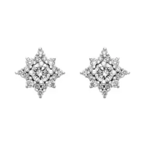 18ct White Gold 0.56ct Diamond Star Cluster Stud Earrings